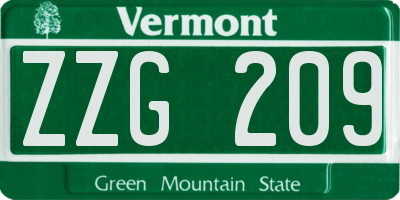 VT license plate ZZG209