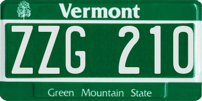 VT license plate ZZG210