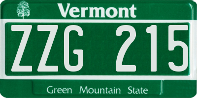 VT license plate ZZG215