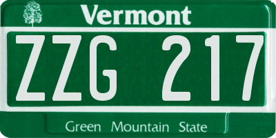 VT license plate ZZG217