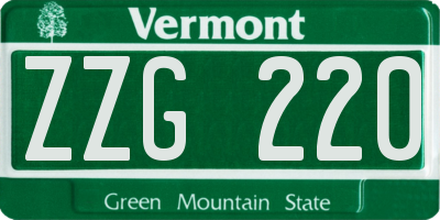 VT license plate ZZG220