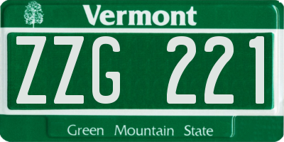 VT license plate ZZG221