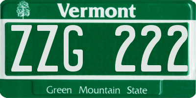 VT license plate ZZG222