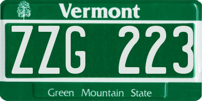 VT license plate ZZG223