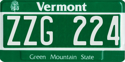 VT license plate ZZG224