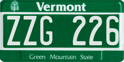 VT license plate ZZG226