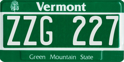 VT license plate ZZG227