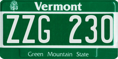 VT license plate ZZG230