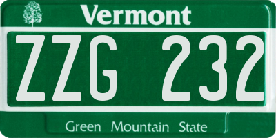 VT license plate ZZG232