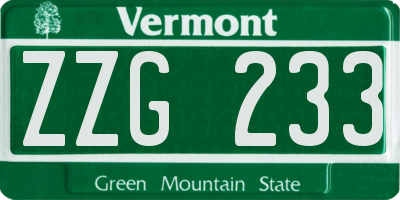VT license plate ZZG233