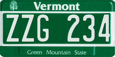 VT license plate ZZG234