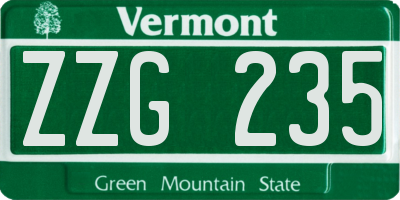 VT license plate ZZG235