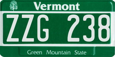 VT license plate ZZG238