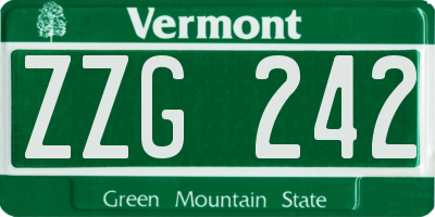 VT license plate ZZG242