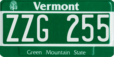 VT license plate ZZG255