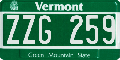 VT license plate ZZG259