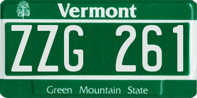 VT license plate ZZG261