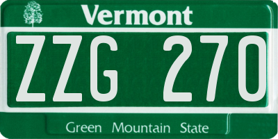 VT license plate ZZG270
