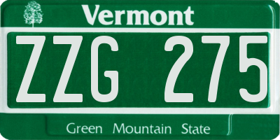 VT license plate ZZG275