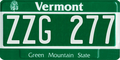 VT license plate ZZG277