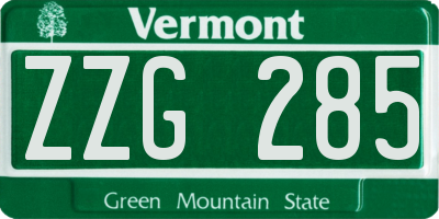 VT license plate ZZG285