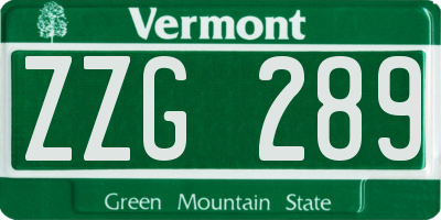 VT license plate ZZG289