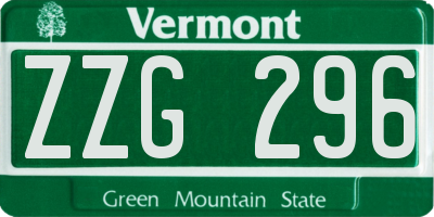 VT license plate ZZG296
