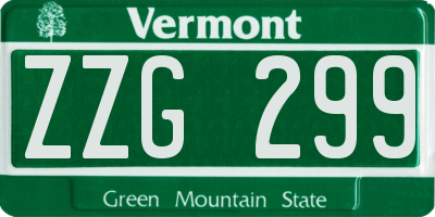 VT license plate ZZG299