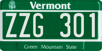 VT license plate ZZG301