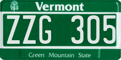 VT license plate ZZG305