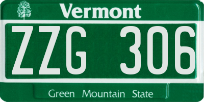 VT license plate ZZG306