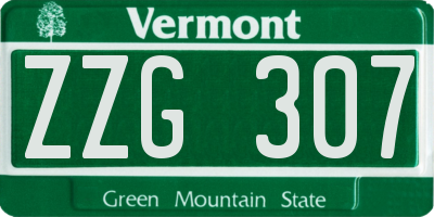 VT license plate ZZG307