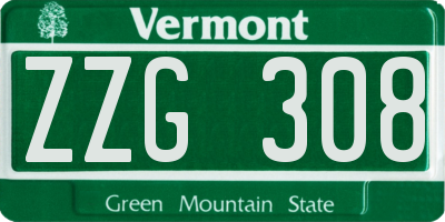 VT license plate ZZG308