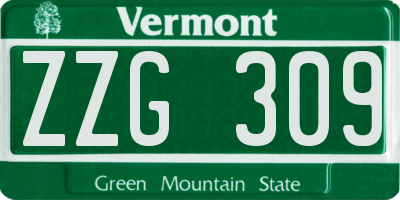 VT license plate ZZG309