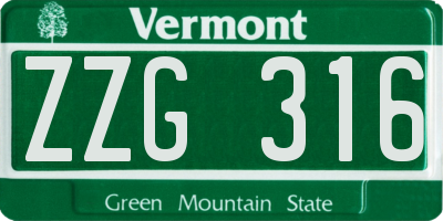 VT license plate ZZG316