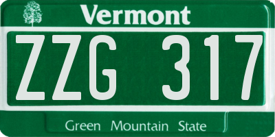 VT license plate ZZG317