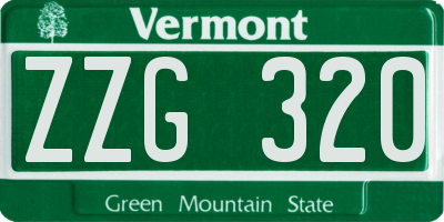 VT license plate ZZG320