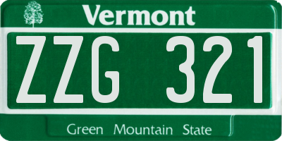 VT license plate ZZG321