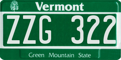 VT license plate ZZG322