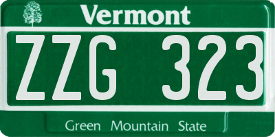 VT license plate ZZG323