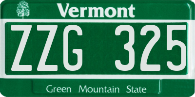 VT license plate ZZG325