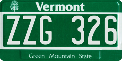 VT license plate ZZG326