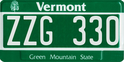 VT license plate ZZG330