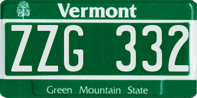 VT license plate ZZG332