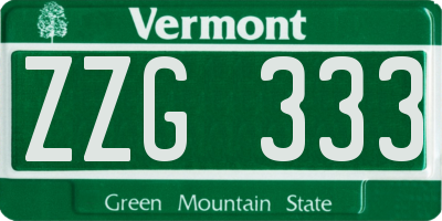 VT license plate ZZG333