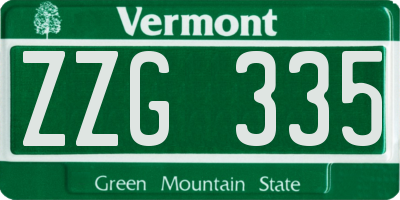 VT license plate ZZG335