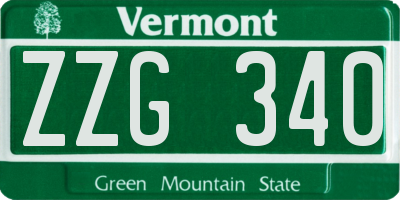 VT license plate ZZG340