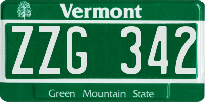 VT license plate ZZG342