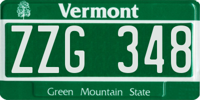 VT license plate ZZG348