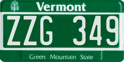 VT license plate ZZG349